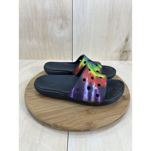 Crocs Classic Tie Dye Multicolor Sandal Slides Unisex Mens 9 Womens 11 - Picture 3 of 8